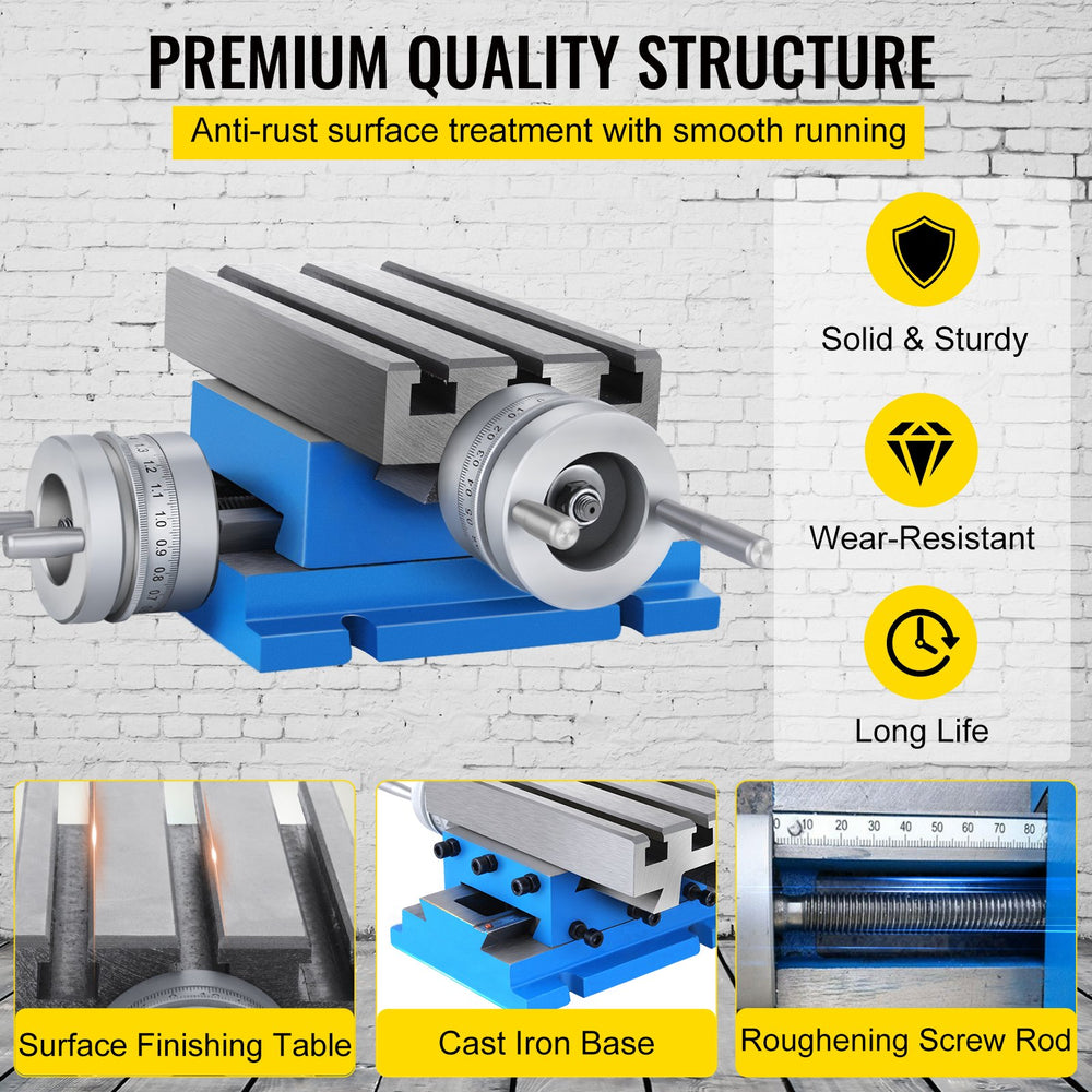VEVOR Milling Machine Worktable Cross Slide Table 10.2 x 18.5 cm Compound For Bench Drill Vise