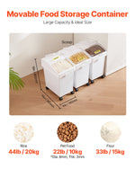 VEVOR Ingredient Bin, 20.8 L Capacity Ingredient Storage Bin, PP Material Flour Bins On Wheels, White Shelf Ingredient Bin with Scoop and Sliding Lid, Commercial Storage Bins, 3 Pcs/Set
