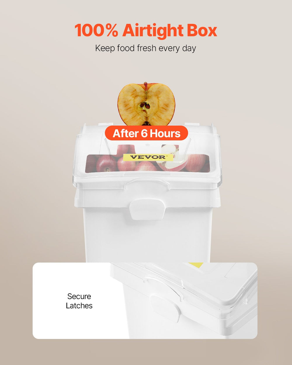 VEVOR Ingredient Bin, 20.8 L Capacity Ingredient Storage Bin, PP Material Flour Bins On Wheels, White Shelf Ingredient Bin with Scoop and Sliding Lid, Commercial Storage Bins, 3 Pcs/Set