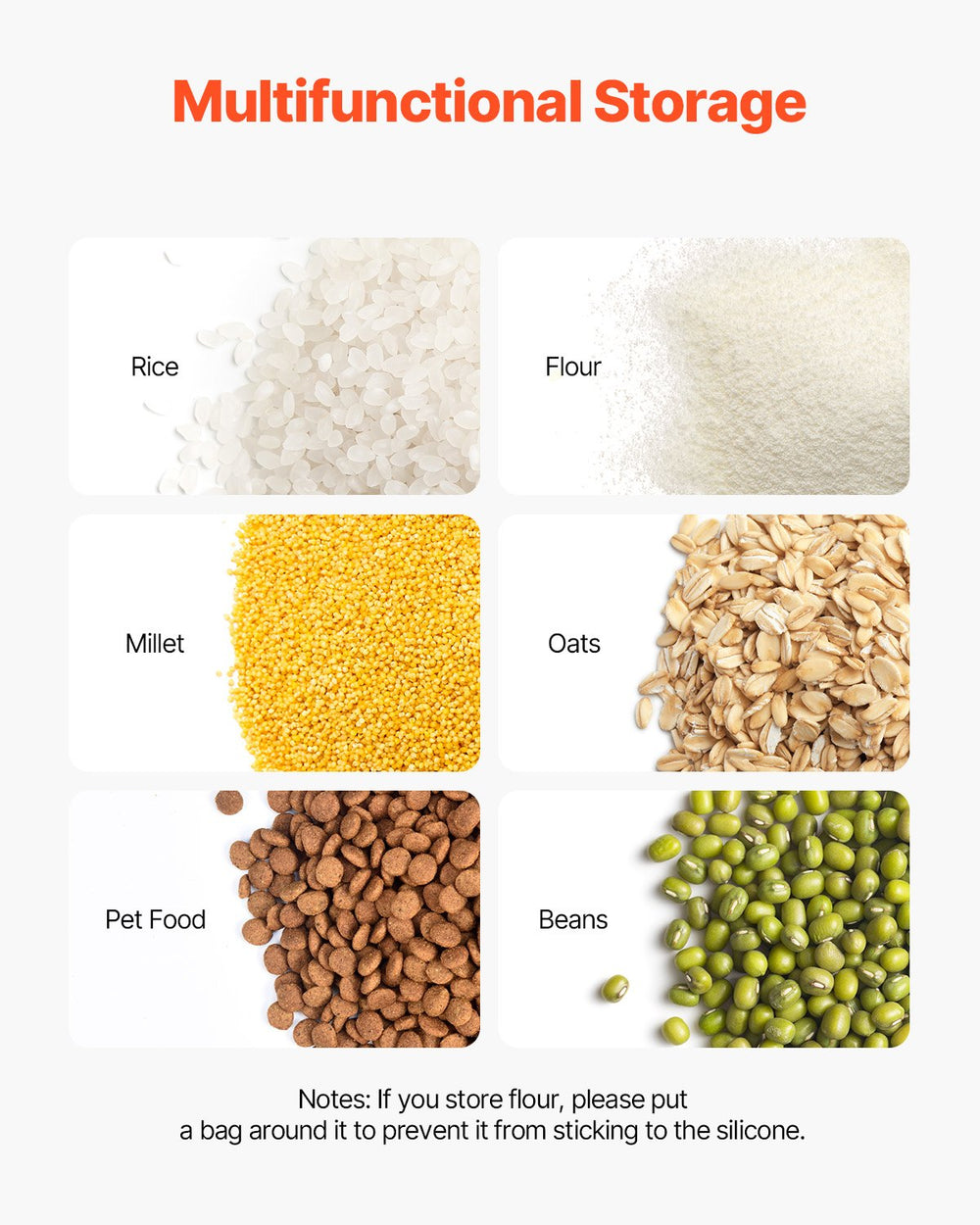 VEVOR Ingredient Bin, 20.8 L Capacity Ingredient Storage Bin, PP Material Flour Bins On Wheels, White Shelf Ingredient Bin with Scoop and Sliding Lid, Commercial Storage Bins, 3 Pcs/Set