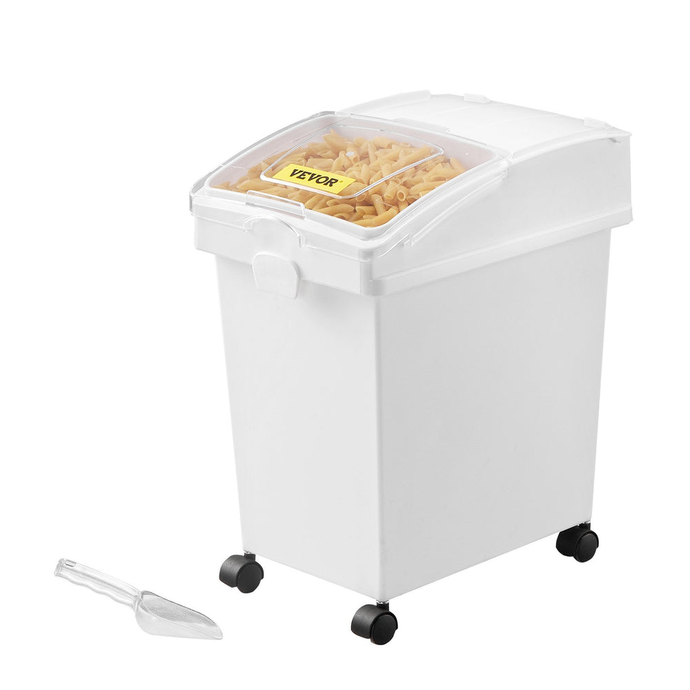VEVOR Ingredient Bin, 20.8 L Capacity Ingredient Storage Bin, PP Material Flour Bins On Wheels, White Shelf Ingredient Bin with Scoop and Sliding Lid, Commercial Storage Bins, 3 Pcs/Set