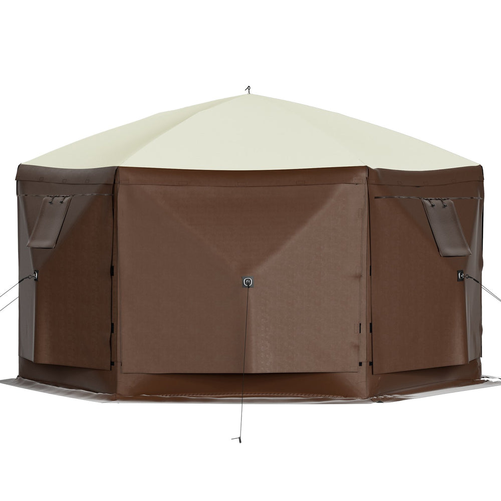 VEVOR Gazebo Screen Tent, 10 x 10 ft, 6 Sided Pop-up Camping Canopy Shelter Tent with Mesh Windows, Portable Carry Bag, Ground Stakes, Large Shade Tents for Outdoor Camping, Lawn and Backyard