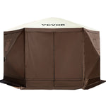 VEVOR Gazebo Screen Tent, 10 x 10 ft, 6 Sided Pop-up Camping Canopy Shelter Tent with Mesh Windows, Portable Carry Bag, Ground Stakes, Large Shade Tents for Outdoor Camping, Lawn and Backyard