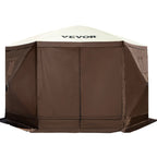 VEVOR Gazebo Screen Tent, 12 x 12 ft, 6 Sided Pop-up Camping Canopy Shelter Tent with Mesh Windows, Portable Carry Bag, Ground Stakes, Large Shade Tents for Outdoor Camping, Lawn and Backyard