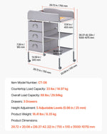 VEVOR Baby Changing Table, Portable Diaper Change Station with 3 Fabric Drawers and Lockable Wheels, Adjustable Height Multi-Functional Changing Station Table with Storage Organizer Nursery, Gray