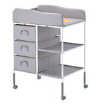 VEVOR Baby Changing Table, Portable Diaper Change Station with 3 Fabric Drawers and Lockable Wheels, Adjustable Height Multi-Functional Changing Station Table with Storage Organizer Nursery, Gray