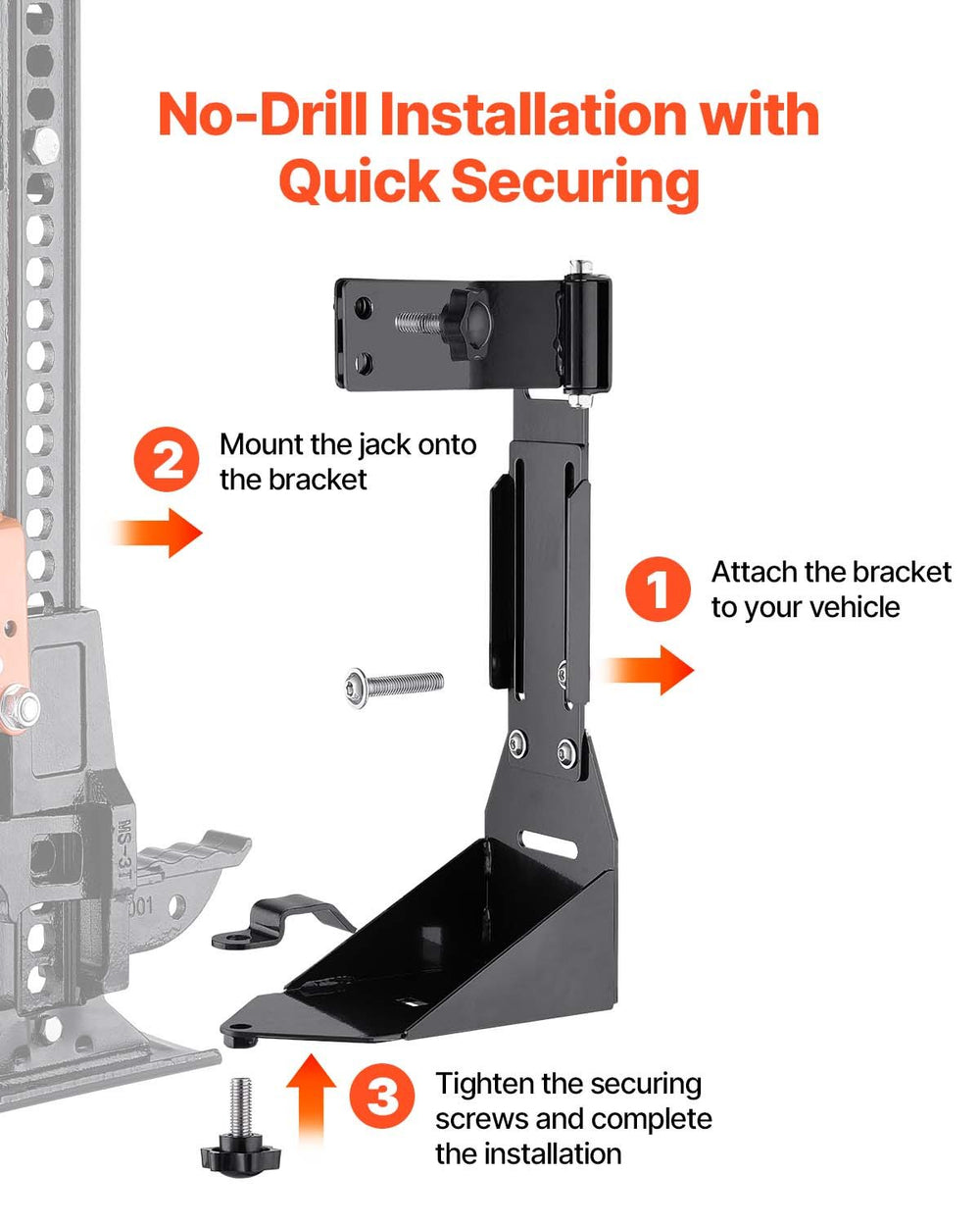 VEVOR High Lift Jack Mount Bracket, Farm Jack Holder Mounting Bracket Kit, Mount Carrier for Off Road Heavy-Duty Jacks, Compatible With YJ (1986-1996), TJ (1997-2006), JK (2006-2018), JL (2018-2024)