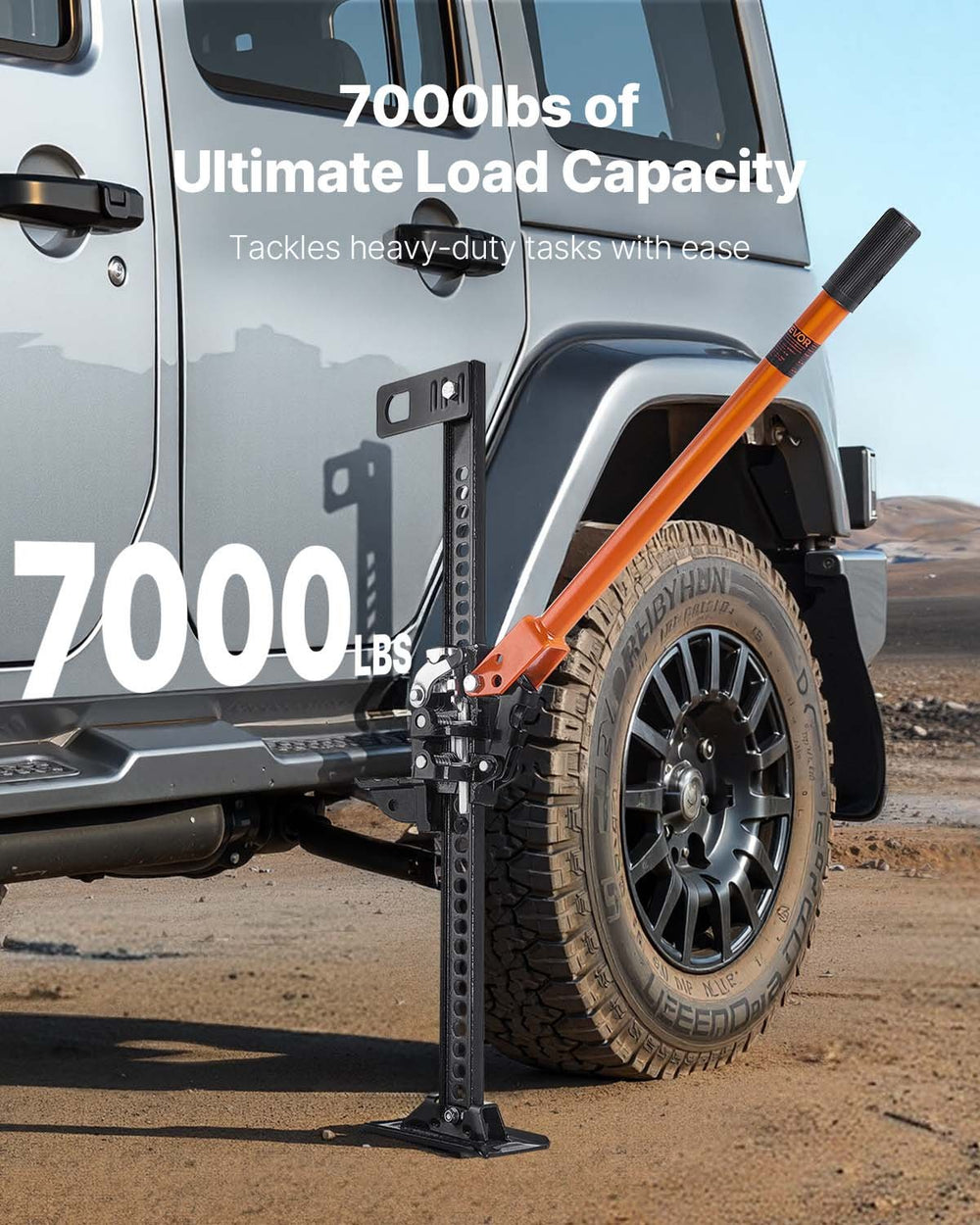 VEVOR Farm Jack, 845mm Utility High Lift Farm Jack, 3.18 Ton Capacity Ratcheting Off Road Utility Jacks, Heavy-Duty Lift Jacks with 130.1-711.2 mm Lifting Range for Tractor, Truck, SUV