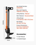 VEVOR Farm Jack, 845mm Utility High Lift Farm Jack, 3.18 Ton Capacity Ratcheting Off Road Utility Jacks, Heavy-Duty Lift Jacks with 130.1-711.2 mm Lifting Range for Tractor, Truck, SUV