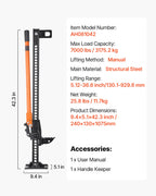 VEVOR Farm Jack, 107.5 cm Utility High Lift Farm Jack, 3.18 Ton Capacity Ratcheting Off Road Utility Jacks, Heavy-Duty Lift Jacks with 130.1-929.6 mm Lifting Range for Tractor, Truck, SUV