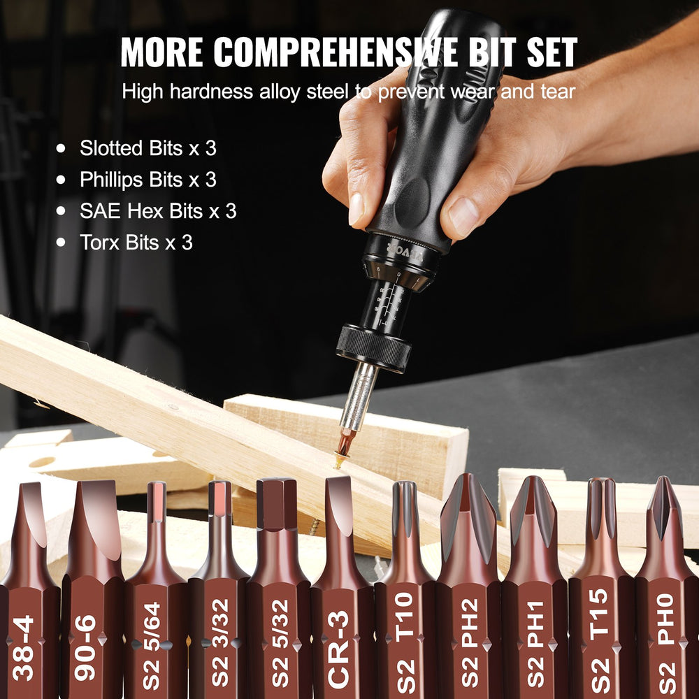 VEVOR Adjustable Torque Screwdriver 1/4" Range 1.1-7.9 N·m w/ 0.1 N·m Increment