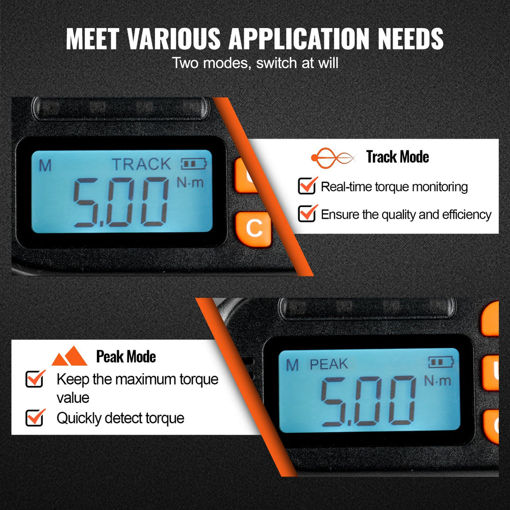 VEVOR Digital Torque Screwdriver, 0.64 cm Drive Screwdriver Torque Wrench, Electrician Torque Screwdriver with LCD, 0.30-7.98 N·m Torque Range, 0.01 N·m Increment Torque Screwdriver with Bits & Case