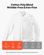 VEVOR Men's Button Up Shirt, Mens Long Sleeve Wrinkle-free Button Down Dress Shirts, Slim Fit Soft Stretch Fabric for Business Casual or Formal, Work, Wedding, Dinner, White
