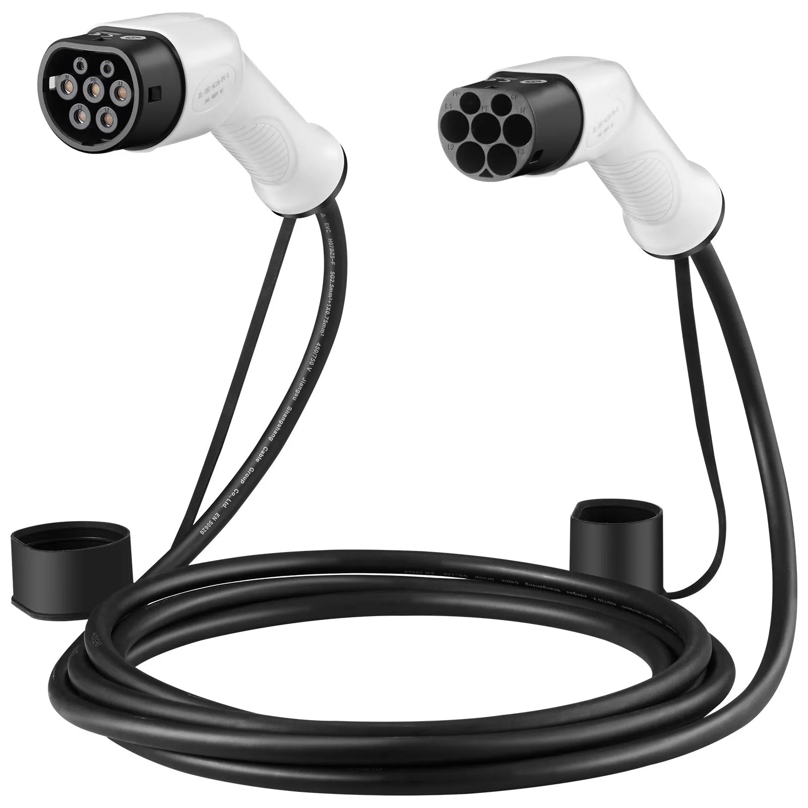 VEVOR Type 2 to Type 2 EV Charging Cable, 16Amp, 11kW 5 Meters Three Phase Electric Vehicle Car Charging Cable, IP66 Waterproof w Carry Bag, for IEC62196 EV & Plug-in Hybrid Electric Vehicle, CE&TUV