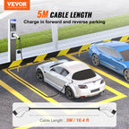 VEVOR Type 2 to Type 2 EV Charging Cable, 32Amp, 7kW 5 Meters Single Phase Electric Vehicle Car Charging Cable, IP66 Waterproof w Carry Bag, for IEC62196 EV & Plug-in Hybrid Electric Vehicle, CE&TUV