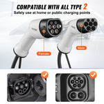 VEVOR Type 2 to Type 2 EV Charging Cable, 32Amp, 7kW 5 Meters Single Phase Electric Vehicle Car Charging Cable, IP66 Waterproof w Carry Bag, for IEC62196 EV & Plug-in Hybrid Electric Vehicle, CE&TUV