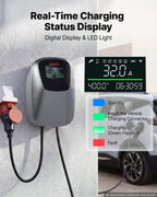 VEVOR Electric Vehicle Charging Station 22kW Three-Phase EV Charger CEE 32A, for All EVs and PHEVs, 400V AC Home Type 2 Smart Car Charging Wallbox, with APP Remote Control & Digital Display, IP65