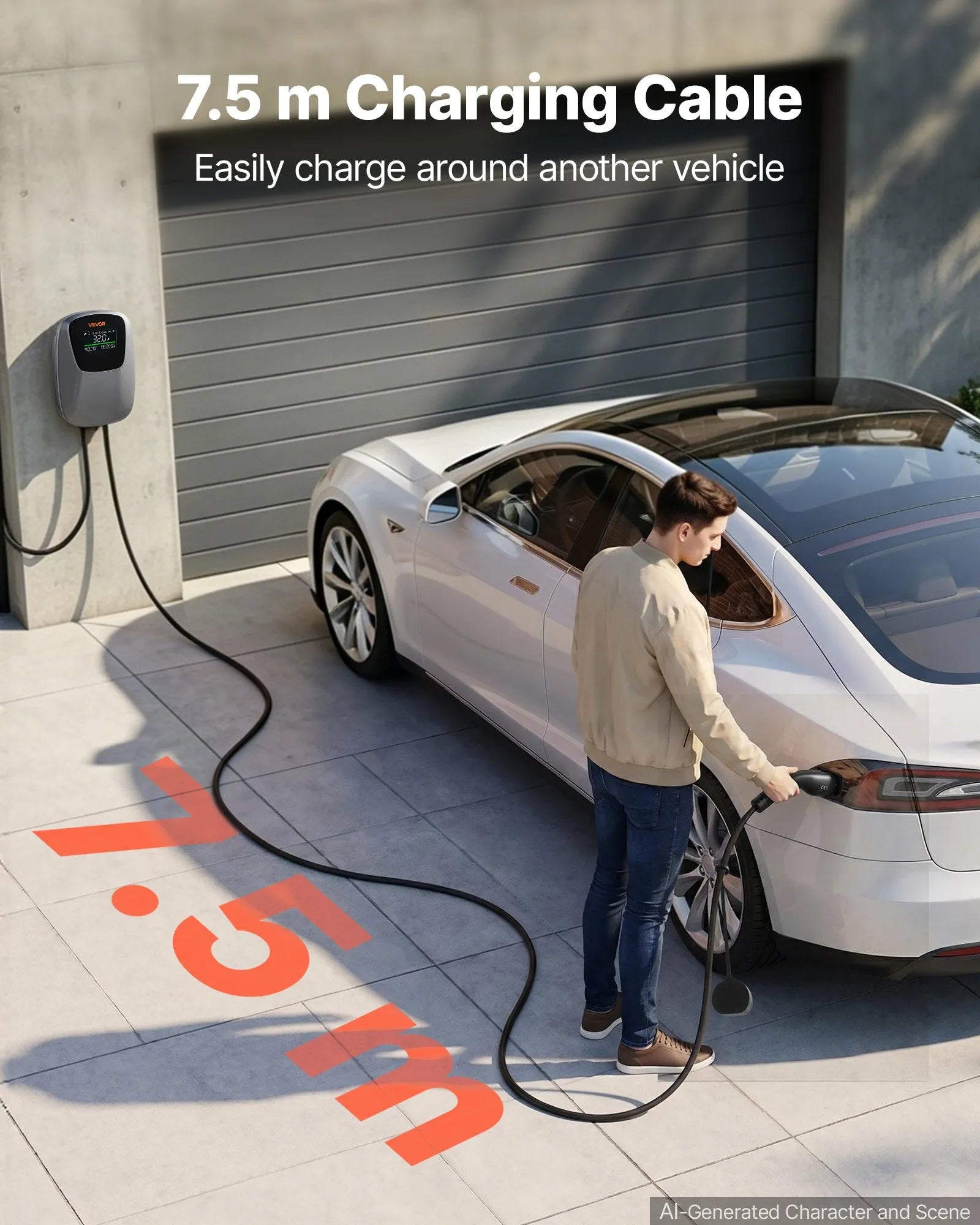 VEVOR Electric Vehicle Charging Station 22kW Three-Phase EV Charger CEE 32A, for All EVs and PHEVs, 400V AC Home Type 2 Smart Car Charging Wallbox, with APP Remote Control & Digital Display, IP65