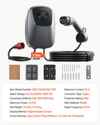 VEVOR Electric Vehicle Charging Station 22kW Three-Phase EV Charger CEE 32A, for All EVs and PHEVs, 400V AC Home Type 2 Smart Car Charging Wallbox, with APP Remote Control & Digital Display, IP65