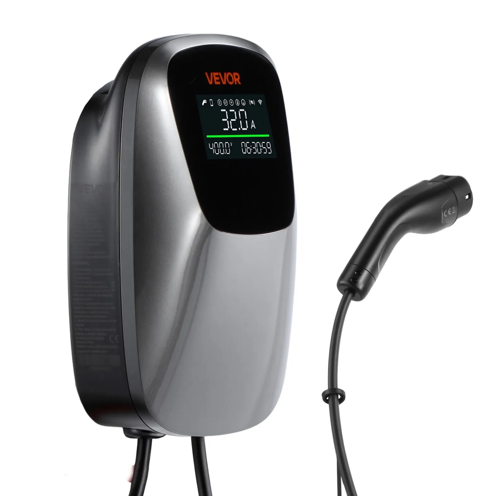 VEVOR Electric Vehicle Charging Station 22kW Three-Phase EV Charger CEE 32A, for All EVs and PHEVs, 400V AC Home Type 2 Smart Car Charging Wallbox, with APP Remote Control & Digital Display, IP65
