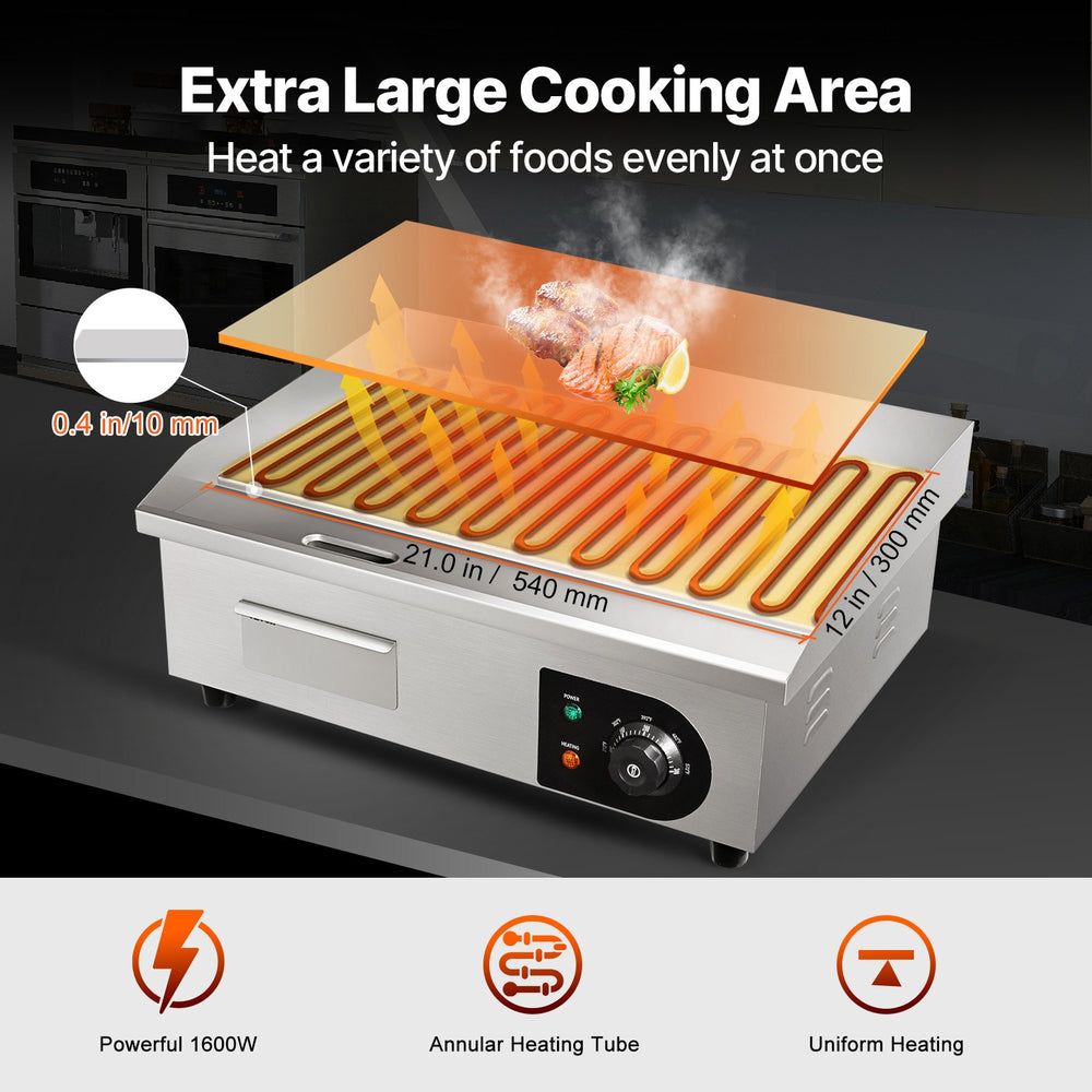 VEVOR 3000W 53.3 cm Commercial Electric Countertop Griddle Flat Top Grill Hot Plate