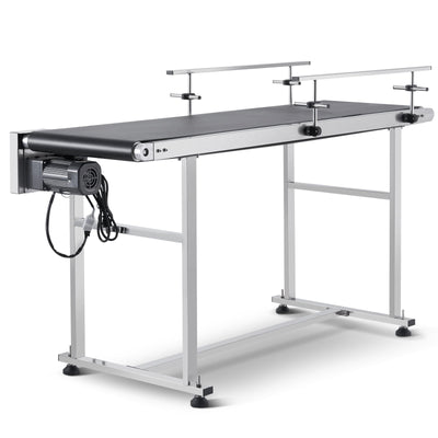 VEVOR Belt Conveyor, 59 x 15.7 inch Conveyor Table, Heavy Duty Stainless Steel Motorized Belt Conveyor for Inkjet Coding Applications Powered PVC Belt Anti-Static Adjustable Speed (Double Guardrail)