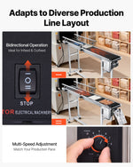 VEVOR Belt Conveyor, 59 x 7.8 inch Conveyor Table, Heavy Duty Stainless Steel Motorized Belt Conveyor for Inkjet Coding Applications Powered PVC Belt Anti-Static Adjustable Speed (Double Guardrail)