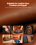 VEVOR Leather Working Tools Kit, 38 PCS Leather Craft Tools with Portable Canvas Storage Bag, Engraving Punching Sewing Stamping Cutting Tools, Ideal for Beginners DIY Enthusiasts and Professionals