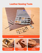 VEVOR Leather Working Tools Kit, 61 PCS Leather Craft Tools with Portable Canvas Storage Bag, Engraving Punching Sewing Stamping Sanding Tools, Ideal for Beginners DIY Enthusiasts and Professionals