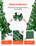 VEVOR Artificial Grass Wall Panels, 12 PCS 20 x 20 inch, 3D Combination Greenery Boxwood  Panel for Indoor Outdoor Green Decor & Ivy Fence Covering, Privacy Backdrop Wall Hedge Screen for Garden