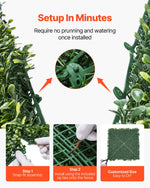 VEVOR Artificial Grass Wall Panels, 40 x 120 inch, Milan Grass Greenery Boxwood Panel for Indoor Outdoor Green Decor & Ivy Fence Covering, Privacy Backdrop Wall Hedge Screen for Garden