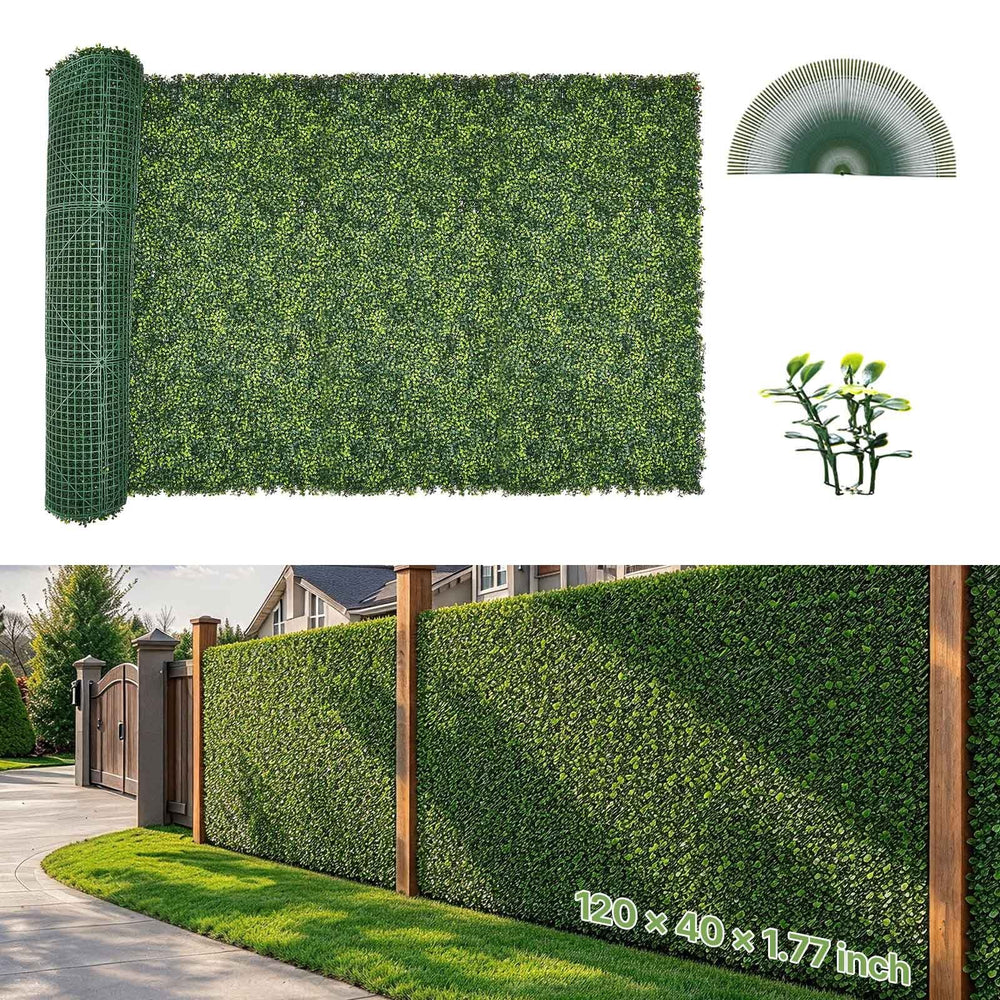 VEVOR Artificial Grass Wall Panels, 40 x 120 inch, Milan Grass Greenery Boxwood Panel for Indoor Outdoor Green Decor & Ivy Fence Covering, Privacy Backdrop Wall Hedge Screen for Garden