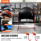 VEVOR Painting Rack, 5 ft-7 ft Adjustable Height, 66 lbs Capacity Automotive Paint Rack Stand, 8 Hooks Painting Drying Rack with 4 Swiveling Wheels, Auto Body Stand for Auto Repair Shops & Garage