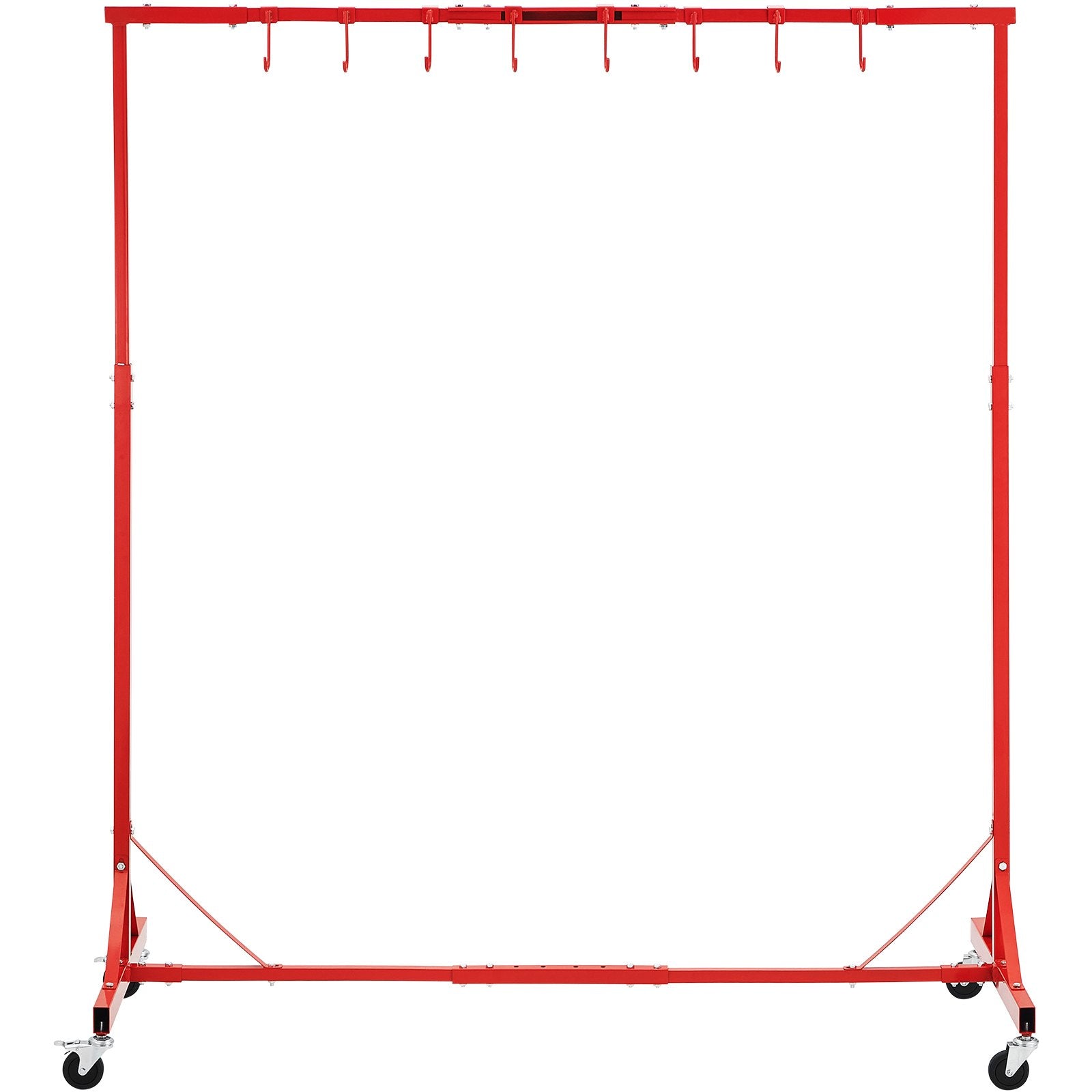 VEVOR Painting Rack, 5 ft-7 ft Adjustable Height, 66 lbs Capacity Automotive Paint Rack Stand, 8 Hooks Painting Drying Rack with 4 Swiveling Wheels, Auto Body Stand for Auto Repair Shops & Garage