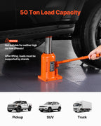 VEVOR Hydraulic Bottle Jack, 50 Ton/110231 lbs Welded Bottle Jack with 11''-17.32'' Lifting Range & 3-Section Long Handle, for Car, Pickup, Truck, RV, Auto Repair, Industrial Engineering
