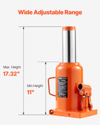 VEVOR Hydraulic Bottle Jack, 50 Ton/110231 lbs Welded Bottle Jack with 11''-17.32'' Lifting Range & 3-Section Long Handle, for Car, Pickup, Truck, RV, Auto Repair, Industrial Engineering