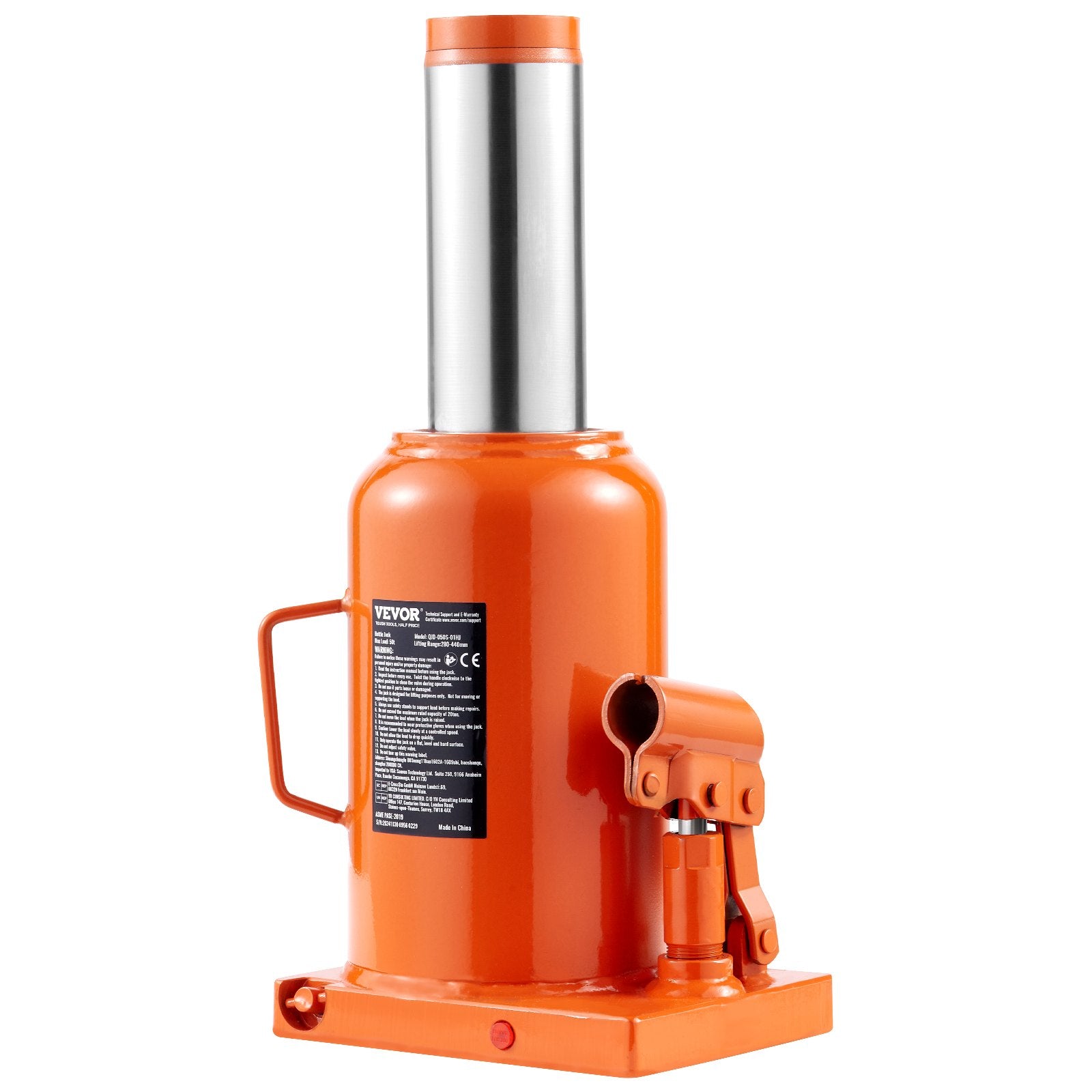 VEVOR Hydraulic Bottle Jack, 50 Ton/110231 lbs Welded Bottle Jack with 11''-17.32'' Lifting Range & 3-Section Long Handle, for Car, Pickup, Truck, RV, Auto Repair, Industrial Engineering