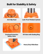 VEVOR Hydraulic Bottle Jack, 12 Ton (26455.5 lbs) Capacity, 205-400 mm Lifting Range, Heavy Duty Welded Bottle Jack for Car, SUV, Pickup, Auto Repair, House Lift and Agricultural Equipment, Orange