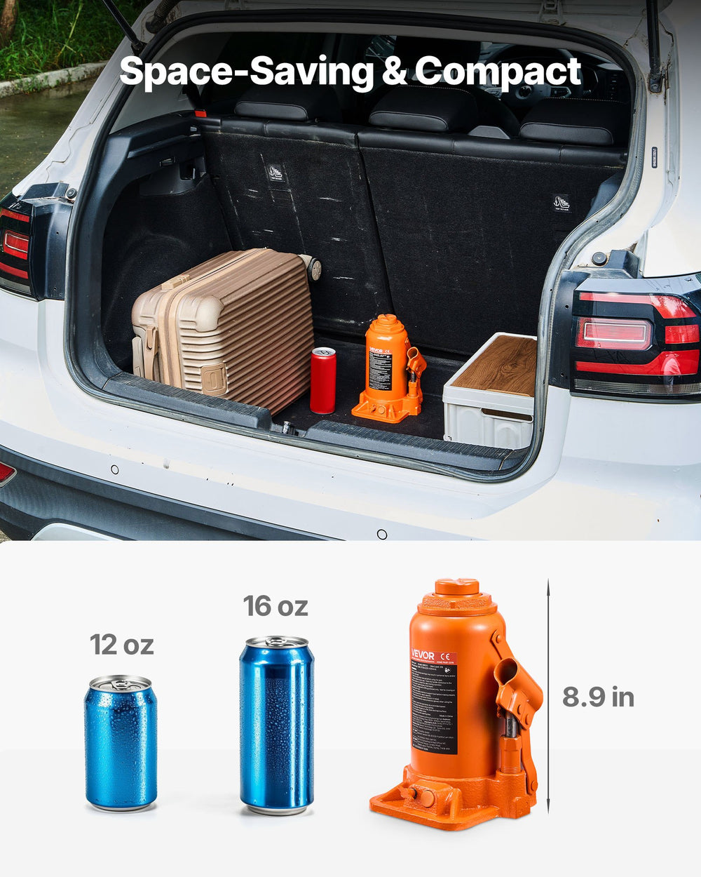 VEVOR Hydraulic Bottle Jack, 20 Ton (44092 lbs) Load Capacity, 225-435 mm Lifting Range, Heavy Duty Welded Bottle Jack for Car, SUV, Pickup, Auto Repair, House Lift and Agricultural Equipment, Orange