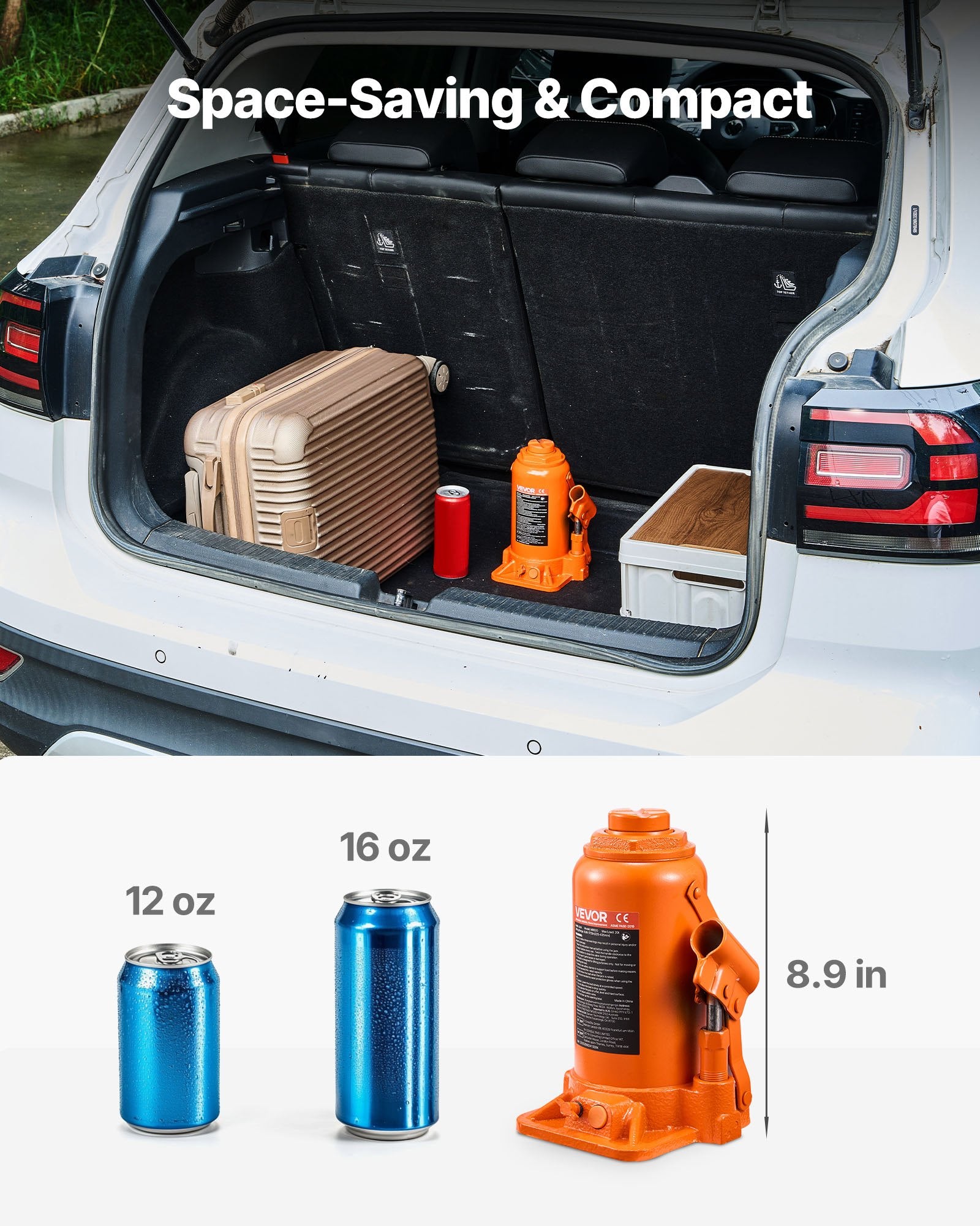 VEVOR Hydraulic Bottle Jack, 20 Ton (44092 lbs) Load Capacity, 225-435 mm Lifting Range, Heavy Duty Welded Bottle Jack for Car, SUV, Pickup, Auto Repair, House Lift and Agricultural Equipment, Orange