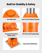 VEVOR Hydraulic Bottle Jack, 20 Ton (44092 lbs) Load Capacity, 225-435 mm Lifting Range, Heavy Duty Welded Bottle Jack for Car, SUV, Pickup, Auto Repair, House Lift and Agricultural Equipment, Orange