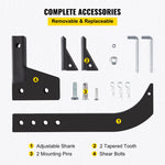 VEVOR Hitch Mounted Ripper, 18\" Shank Length Box Scraper Shank, 4 Hole Site Box Blade for Tractor, 2 Locating Pins Ripper Shank, 2 Plough Tips Box Blade Shank Teeth