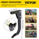 VEVOR Hitch Mounted Ripper, 18\" Shank Length Box Scraper Shank, 4 Hole Site Box Blade for Tractor, 2 Locating Pins Ripper Shank, 2 Plough Tips Box Blade Shank Teeth