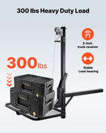 VEVOR Hitch Deer Hoist with Lifting System Platform, 300 lbs Load Capacity, Game Hoist Winch Lift with 2-inch Receiver, 360-Degree Swivel Shaft &amp; Foldable, Hitch-Mounted Deer Hanger for Moving Game