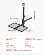 VEVOR Hitch Deer Hoist with Lifting System Platform, 300 lbs Load Capacity, Game Hoist Winch Lift with 2-inch Receiver, 360-Degree Swivel Shaft &amp; Foldable, Hitch-Mounted Deer Hanger for Moving Game
