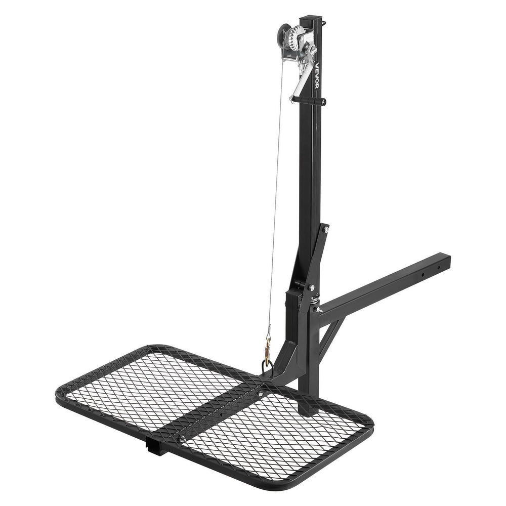 VEVOR Hitch Deer Hoist with Lifting System Platform, 300 lbs Load Capacity, Game Hoist Winch Lift with 2-inch Receiver, 360-Degree Swivel Shaft &amp; Foldable, Hitch-Mounted Deer Hanger for Moving Game