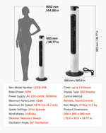 VEVOR Tower Fan, 50-Degree Oscillating Standing Fan, 3 Speeds & 3 Modes & 7.5-Hour Timer, 4.2 m/s High Velocity Floor Air Circulator, Powerful Airflow for Bedroom, Living Room, Home, Office, White