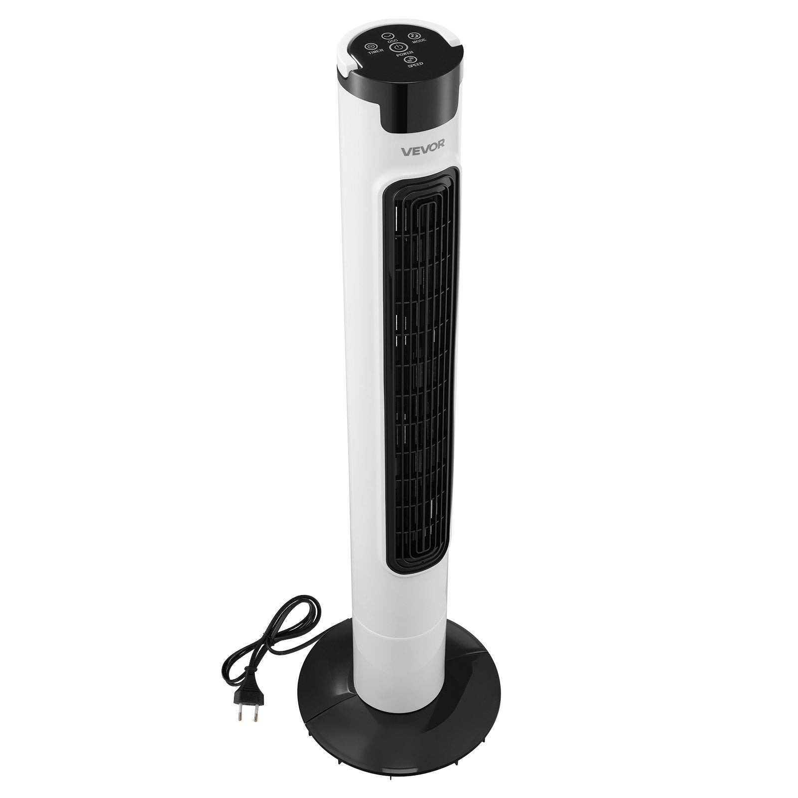 VEVOR Tower Fan, 50-Degree Oscillating Standing Fan, 3 Speeds & 3 Modes & 7.5-Hour Timer, 4.2 m/s High Velocity Floor Air Circulator, Powerful Airflow for Bedroom, Living Room, Home, Office, White