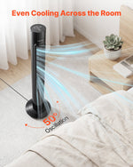 VEVOR Tower Fan, 50-Degree Oscillating Standing Fan, 3 Speeds & 3 Modes & 7.5-Hour Timer, 4.2 m/s High Velocity Floor Air Circulator, Powerful Airflow for Bedroom, Living Room, Home, Office, Black