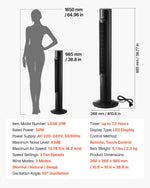 VEVOR Tower Fan, 50-Degree Oscillating Standing Fan, 3 Speeds & 3 Modes & 7.5-Hour Timer, 4.2 m/s High Velocity Floor Air Circulator, Powerful Airflow for Bedroom, Living Room, Home, Office, Black